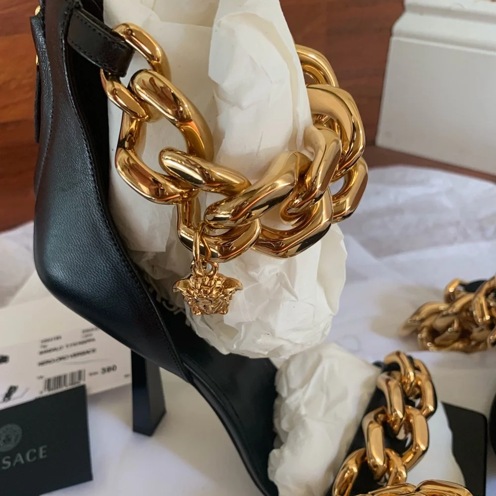 Gorgeous Versace Medusa Chain Heels Sandals - Picture 6 of 7